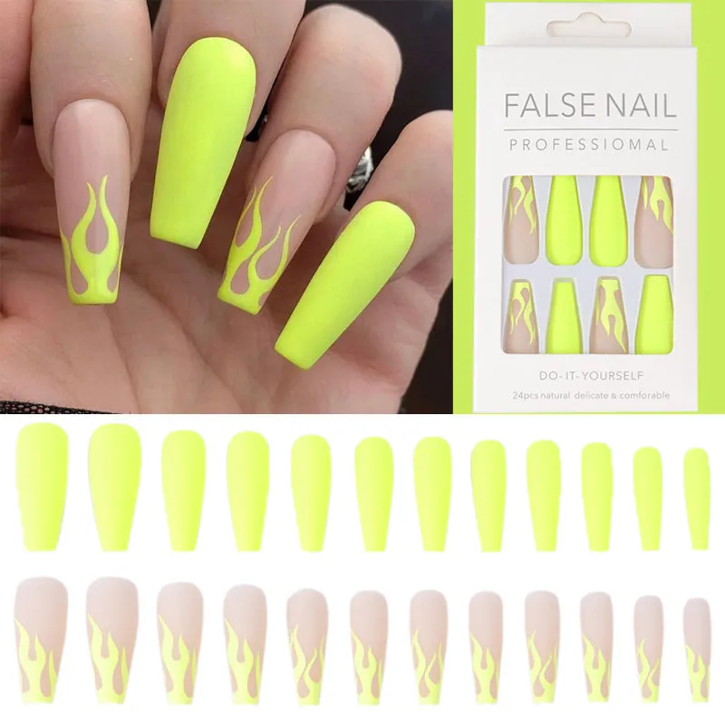 Coffin matte fluorescent yellow flame