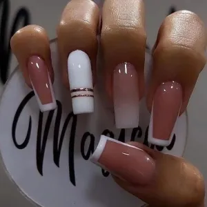 Coffin white square french gel