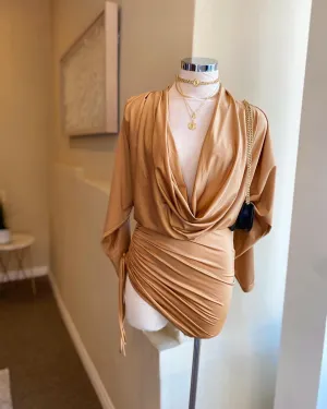 Cowl Neck Half Sleeve Mini Dress
