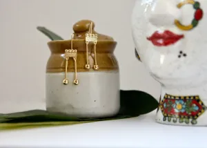 Dancing, gold plated 'Kinari' rectangular fish hook danglers