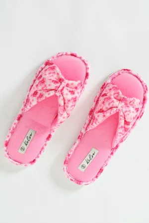 Ditsy Floral Puffed Strap Mule Slipper - Pink