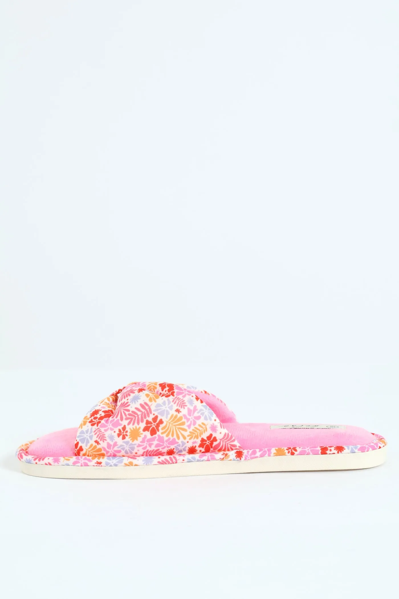 Ditsy Floral Puffed Strap Mule Slippers - Multi