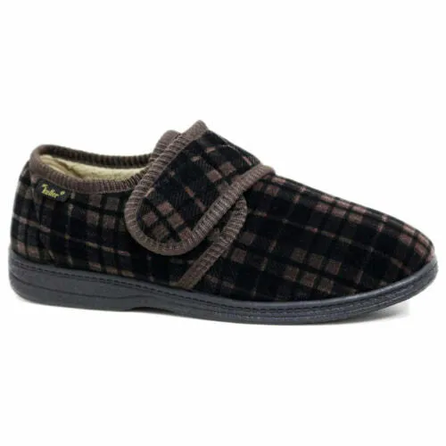 DR KELLER MENS SLIPPERS STRAP FLEECE UPPER WARM CUSHIONED CASUAL SLIP ON SHOES