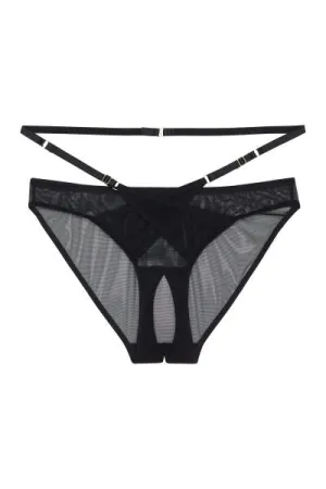 Eddie Crossover Wrap Crotchless Brazilian - Black -