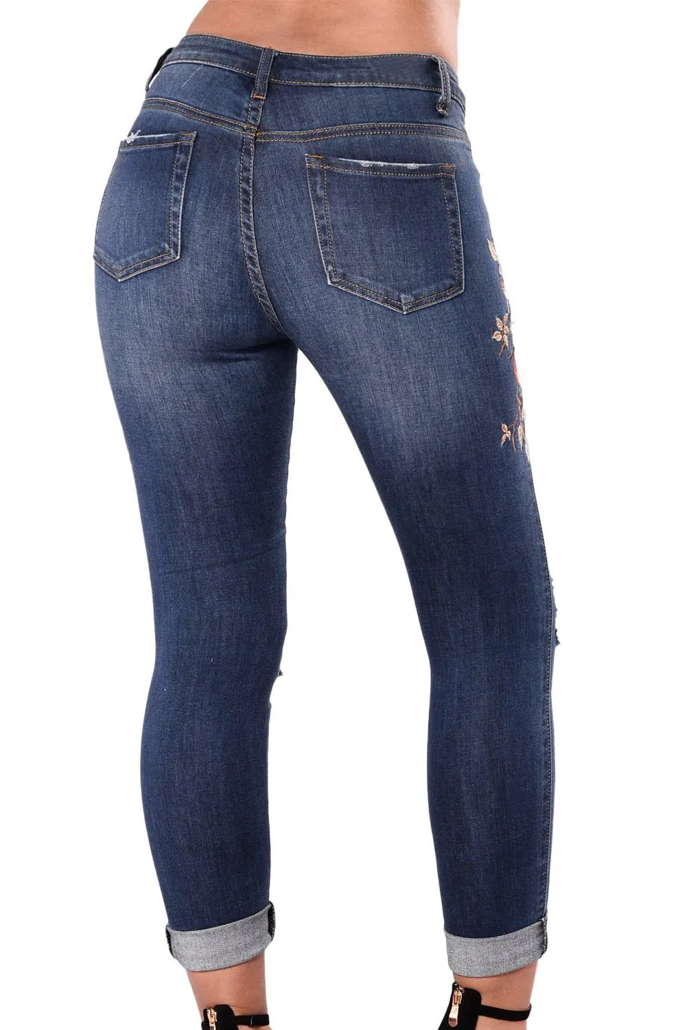 Elegant Floral Skinny Jeans
