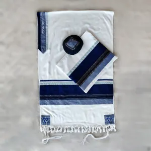 Elegant Gabrieli tallit - Blue on White