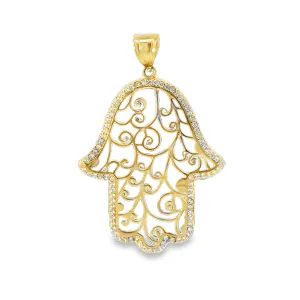 Elegant Gold Hamsa Pendant 14k