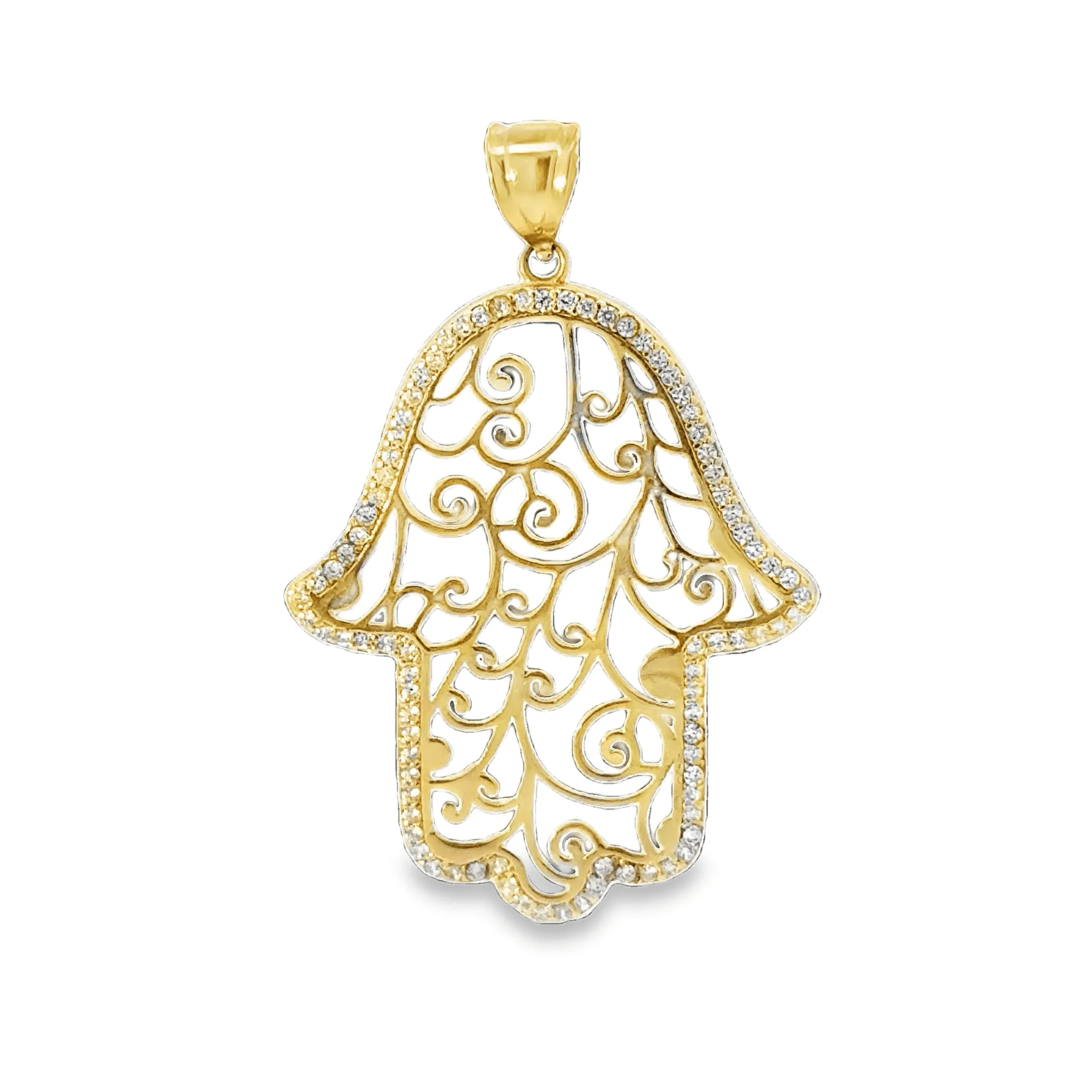 Elegant Gold Hamsa Pendant 14k