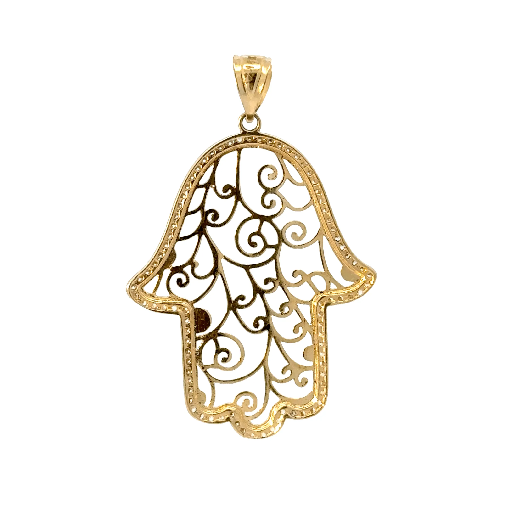 Elegant Gold Hamsa Pendant 14k