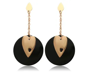 Elegant Heart Black & Gold Earring