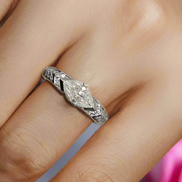 Elegant Marquise-cut Diamond Engagement Ring