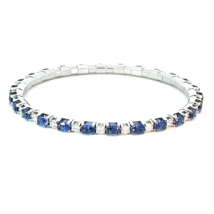 Ex-Tensible™ Oval Blue Sapphire & Round Diamond Stretch Tennis Bracelet