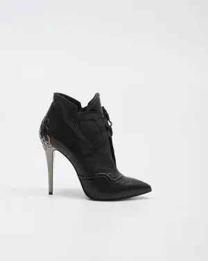 Fendi Black Perforated Leather Honeycomb Gunmetal Détail Heel - 40