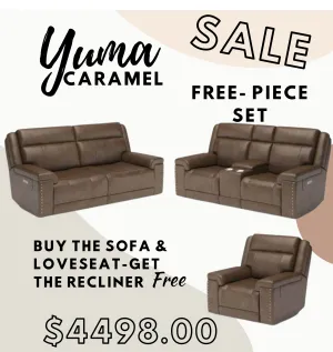 Flexsteel Yuma Power Recliner 3-Piece Ensemble In Caramel