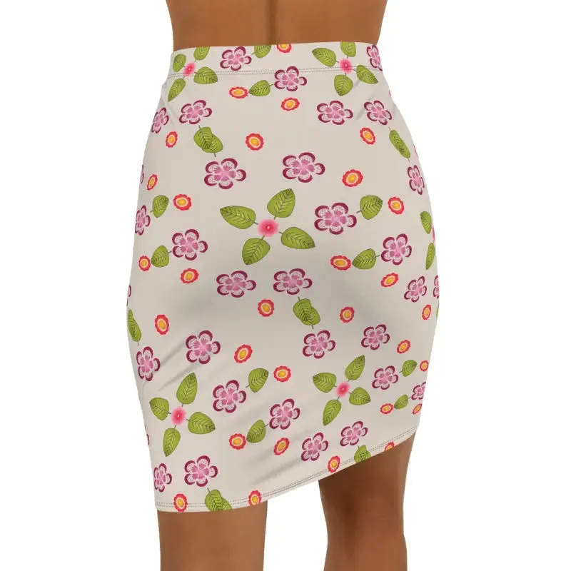 Floral Frenzy Womens Mini Skirt with Stretchy Comfort
