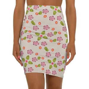 Floral Frenzy Womens Mini Skirt with Stretchy Comfort