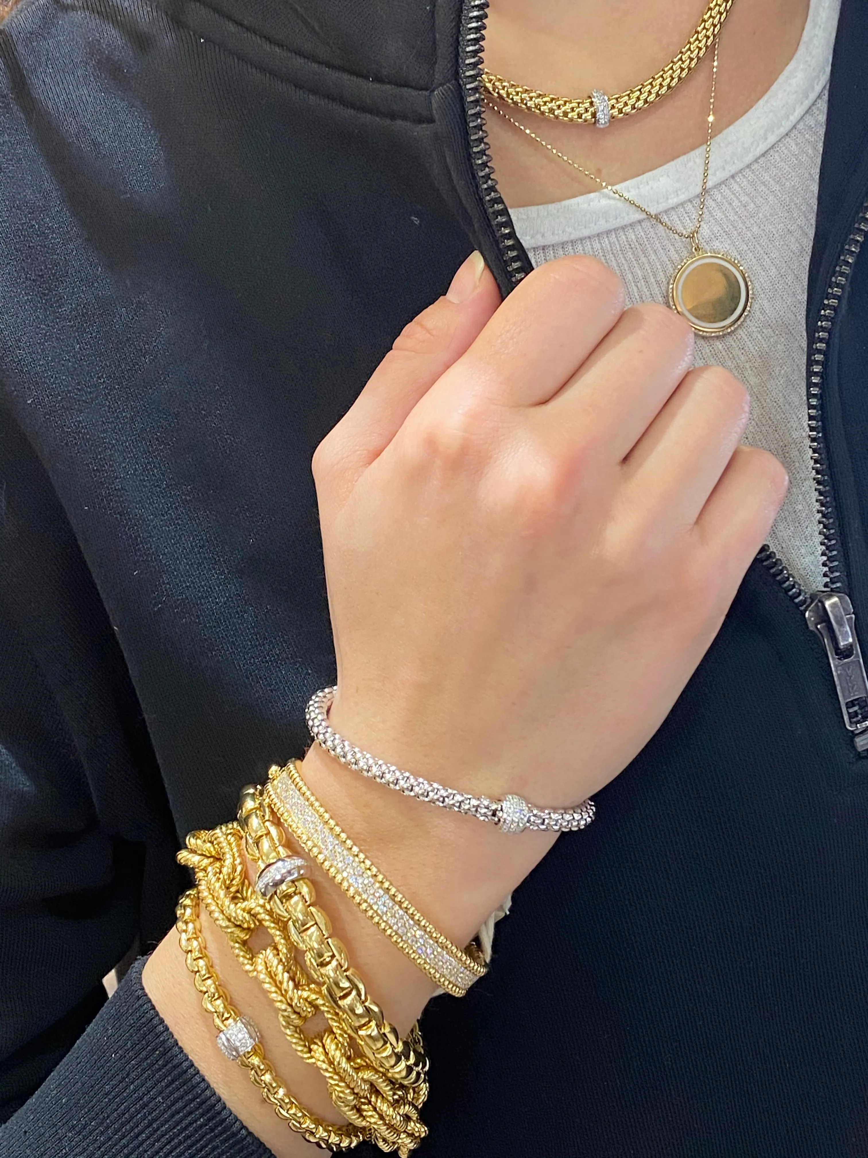 FOPE 'Solo' Pave Diamond Stretchy Bracelet (634B)