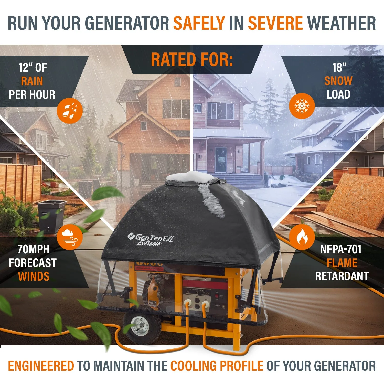 GenTent GTXPFUAEBK XL Extreme Black Cover Universal Kit for Open Frame Generator