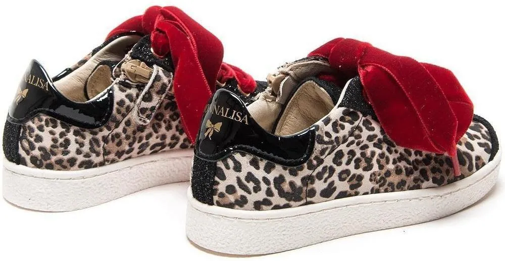 Girls Animal Print Leather Trainers