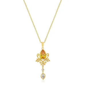 Golden Elegant Teardrop Crest Pendant