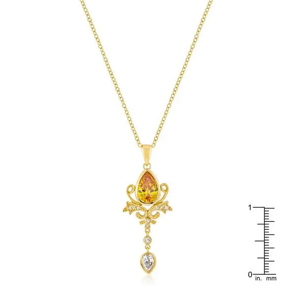 Golden Elegant Teardrop Crest Pendant