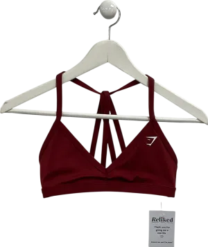 gymshark Red Ruched Strappy Sports Bra UK XS