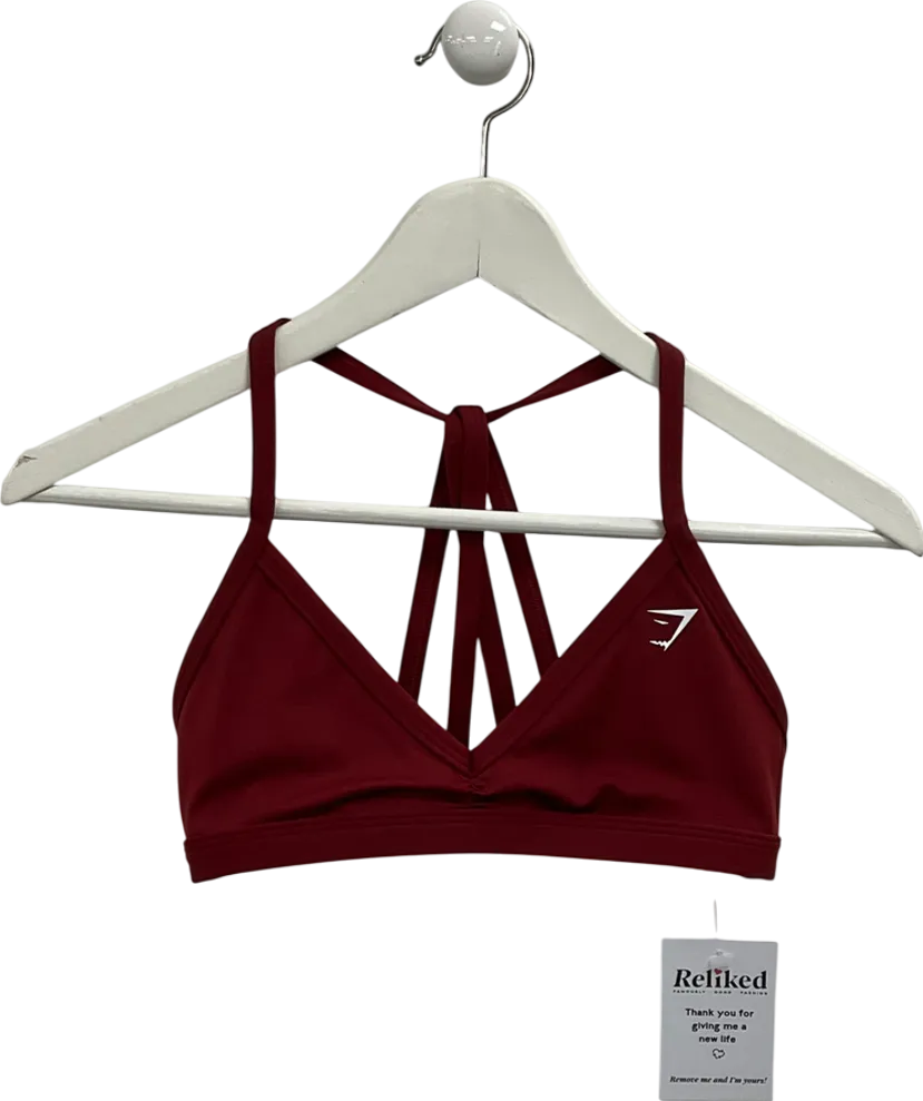 gymshark Red Ruched Strappy Sports Bra UK XS