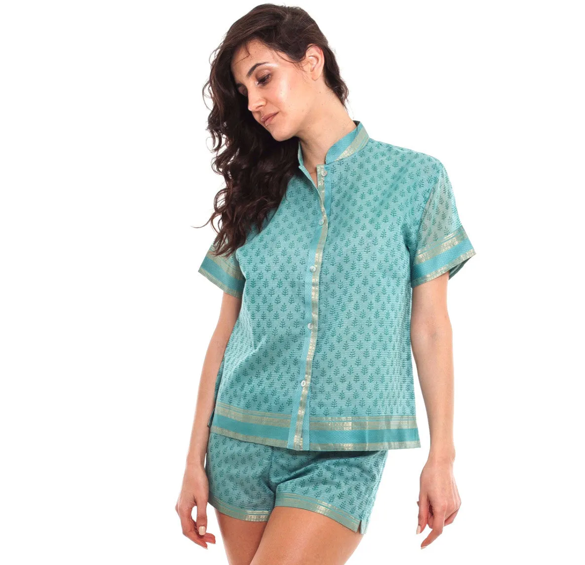 Hand Woven Silk & Cotton Short Pyjamas