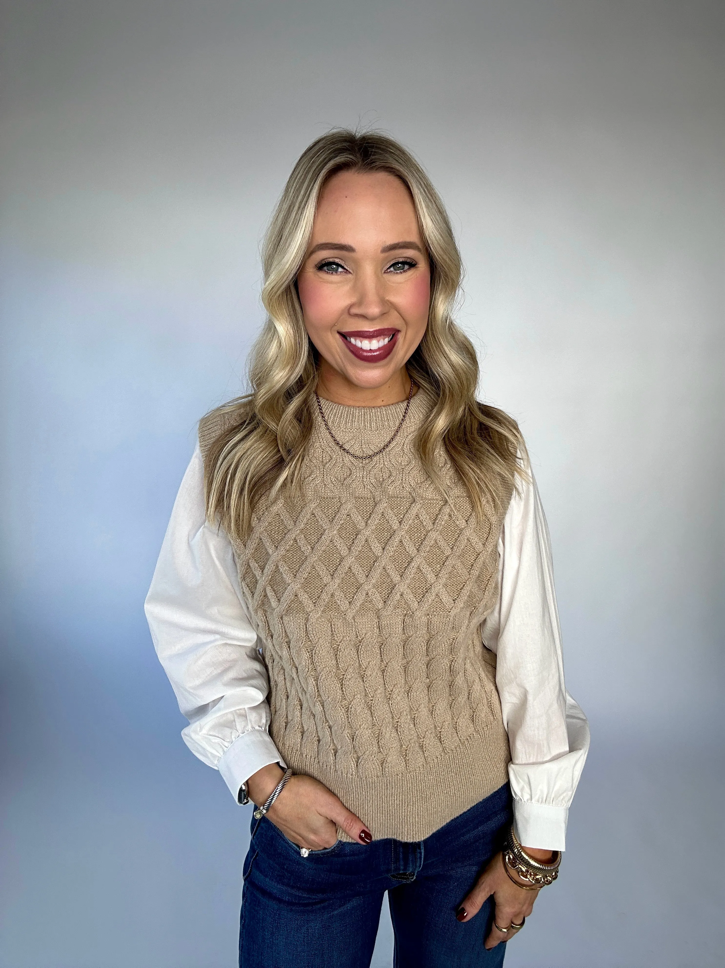 High Society Knit Woven Top