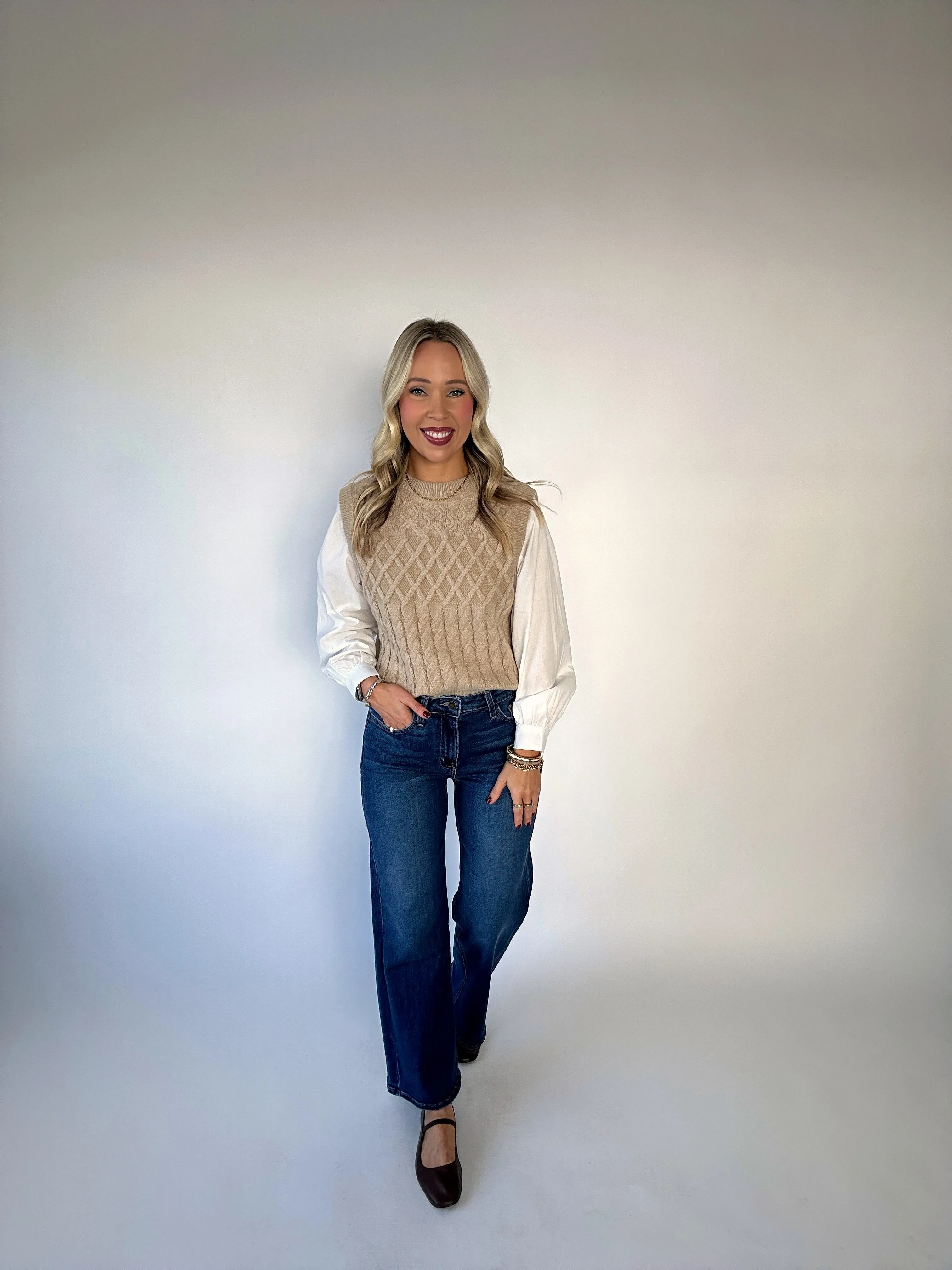 High Society Knit Woven Top