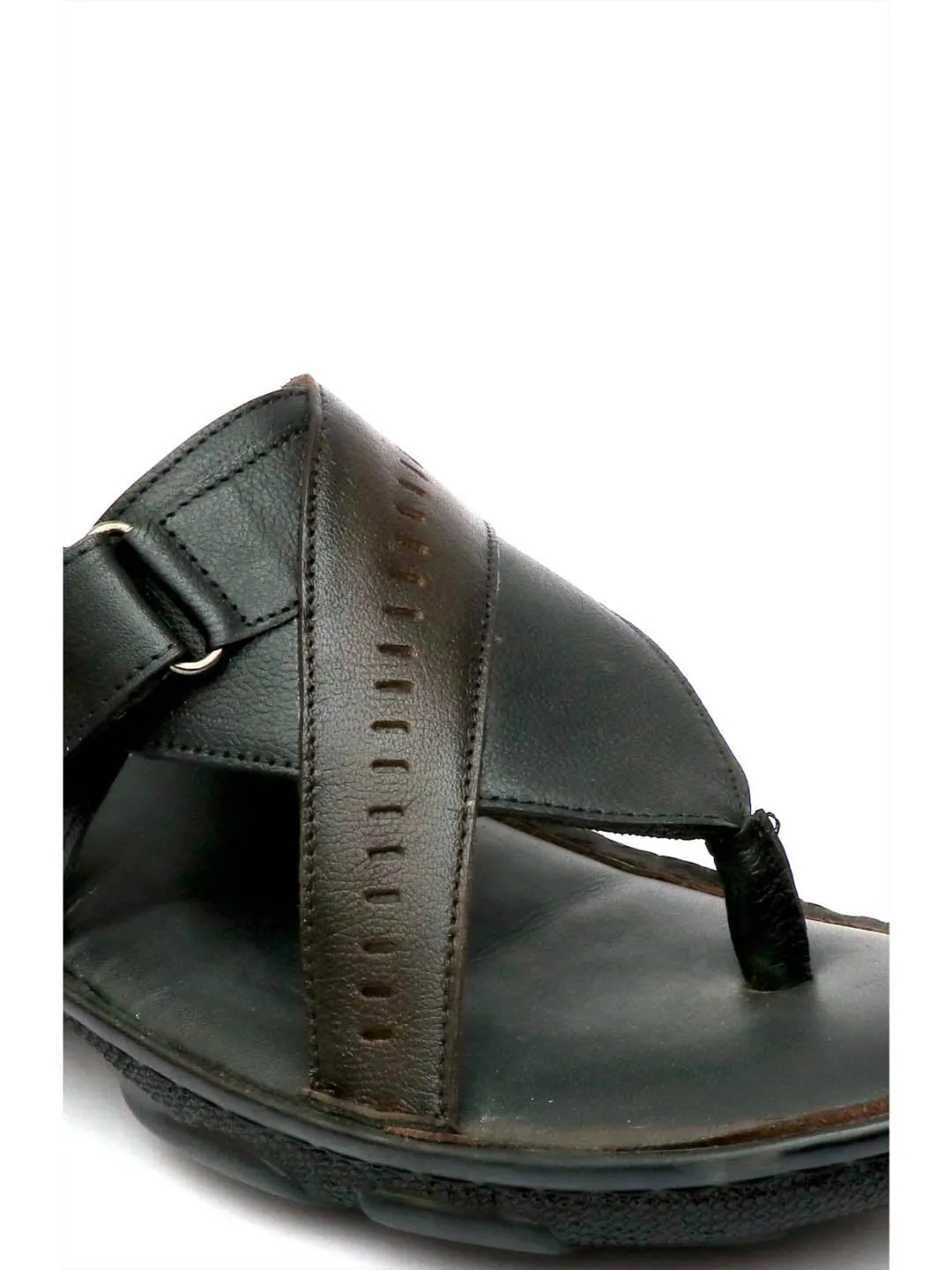 HITZ9234 Men's Black Leather Casual Open Slipper