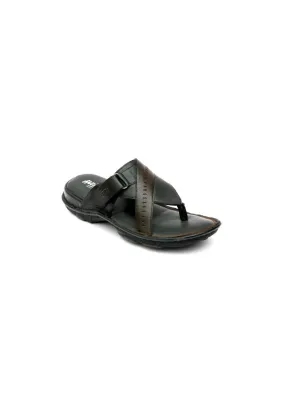 HITZ9234 Men's Black Leather Casual Open Slipper
