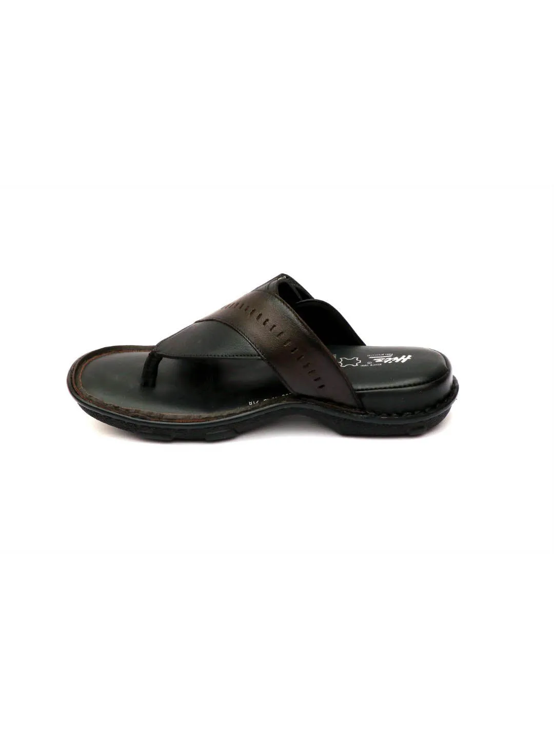HITZ9234 Men's Black Leather Casual Open Slipper