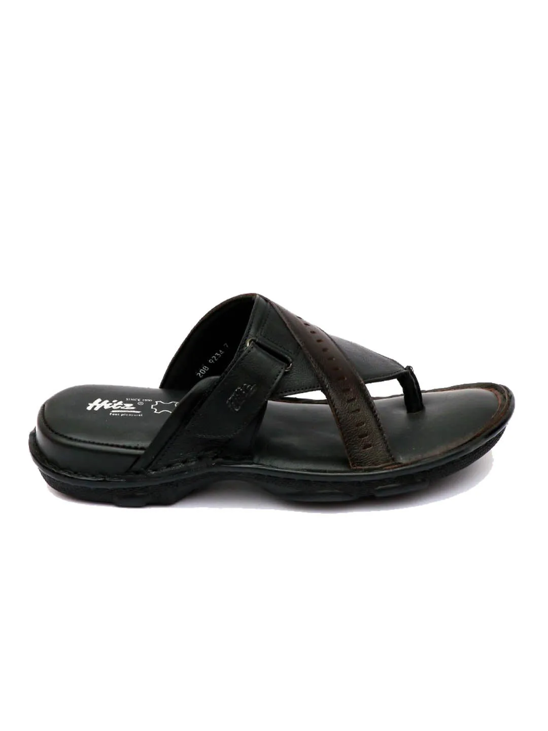 HITZ9234 Men's Black Leather Casual Open Slipper