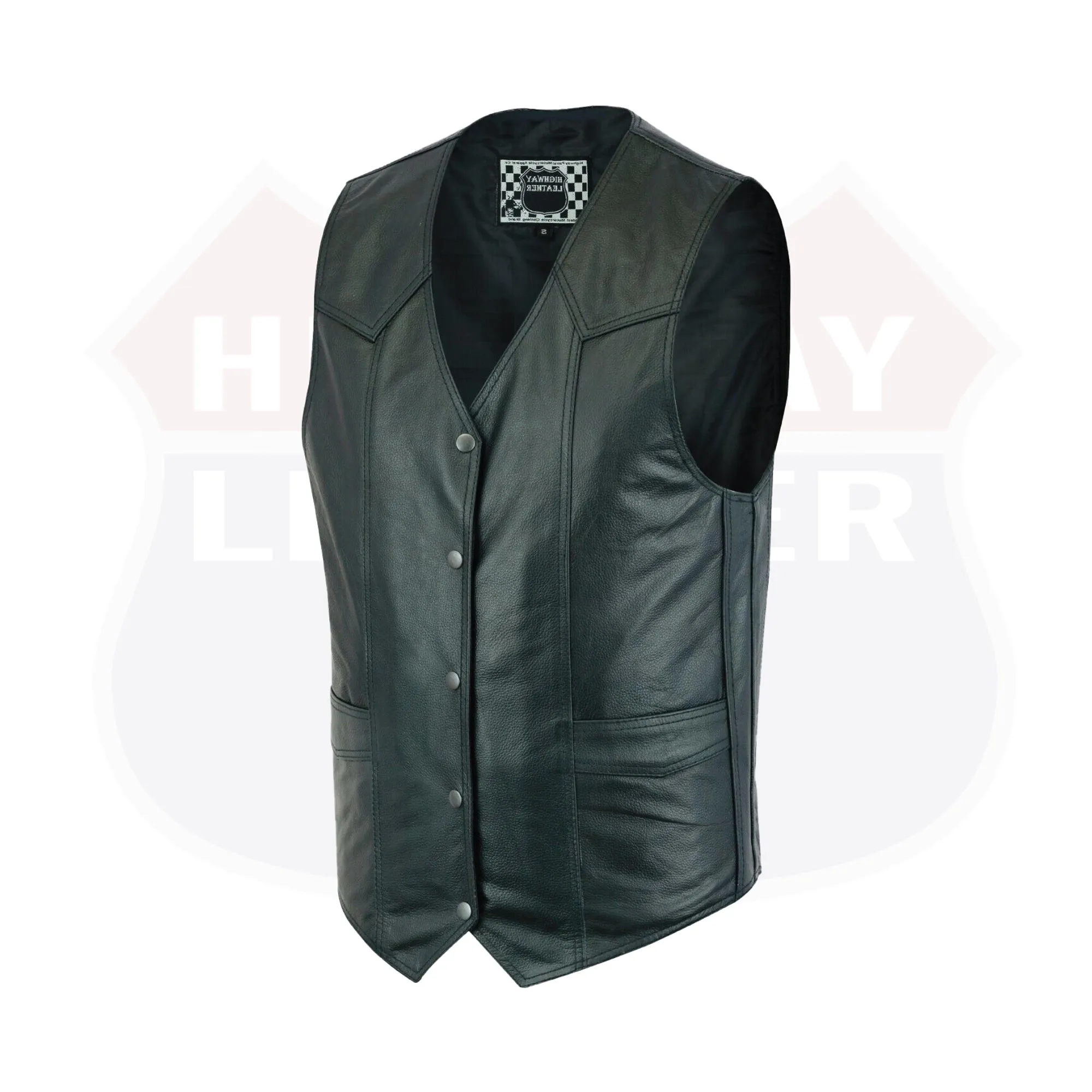 HL11600NKD Buffalo Nickel Snaps Plain Close Sides Basic Motorcycle Leather Vest