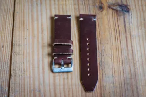 Horween Leather Watch Strap – Handmade in USA – Burgundy (Color 8)