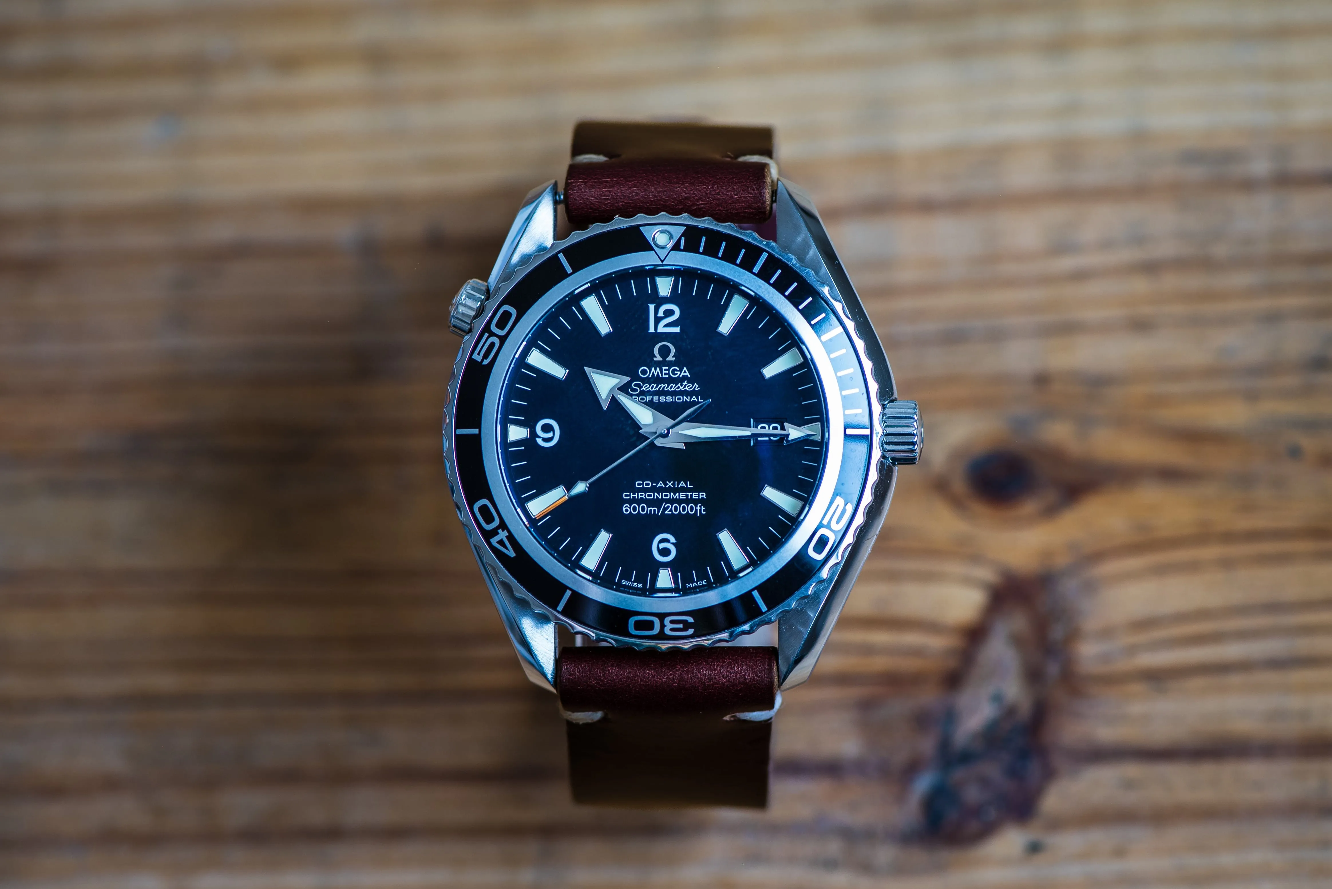 Horween Leather Watch Strap – Handmade in USA – Burgundy (Color 8)