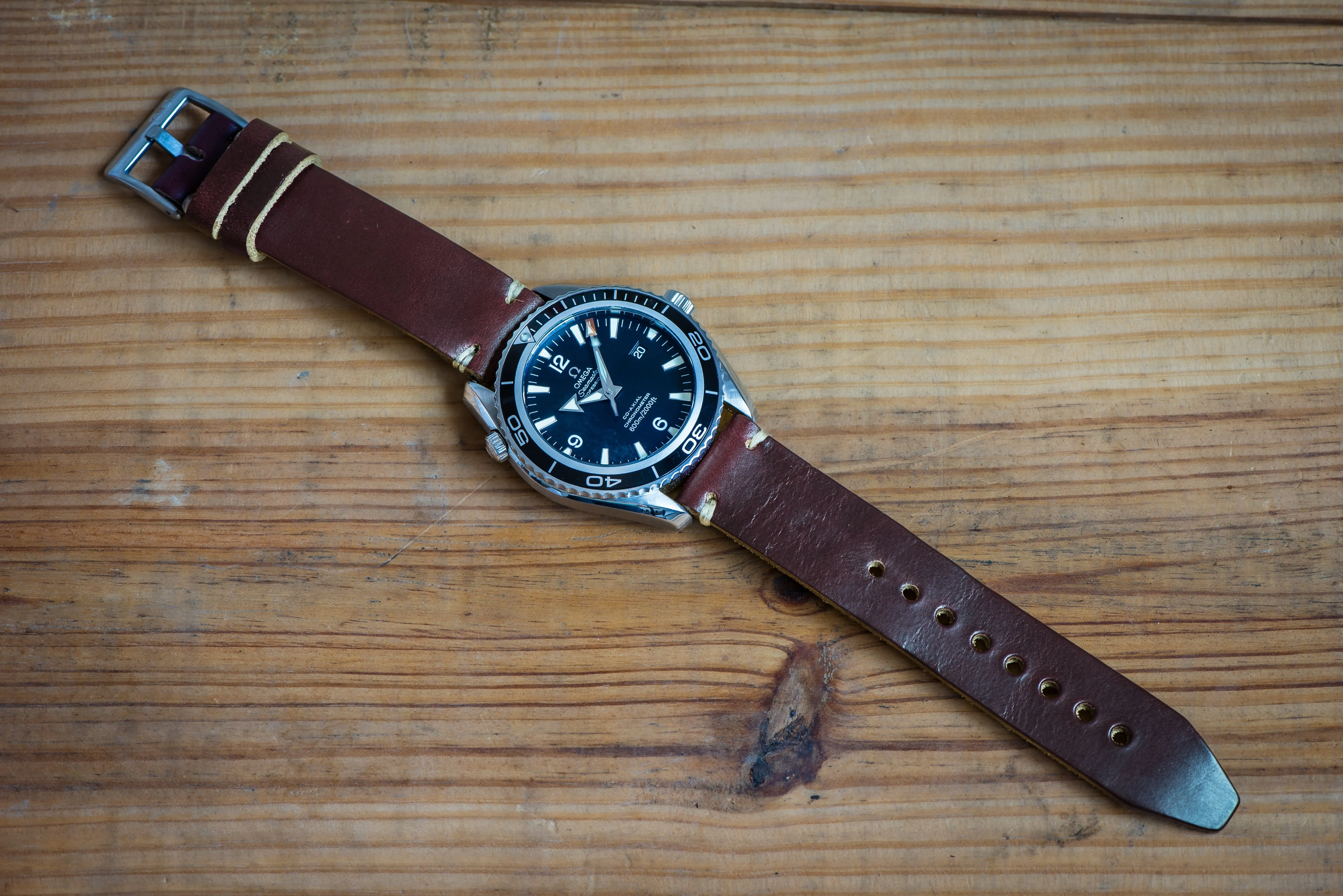 Horween Leather Watch Strap – Handmade in USA – Burgundy (Color 8)