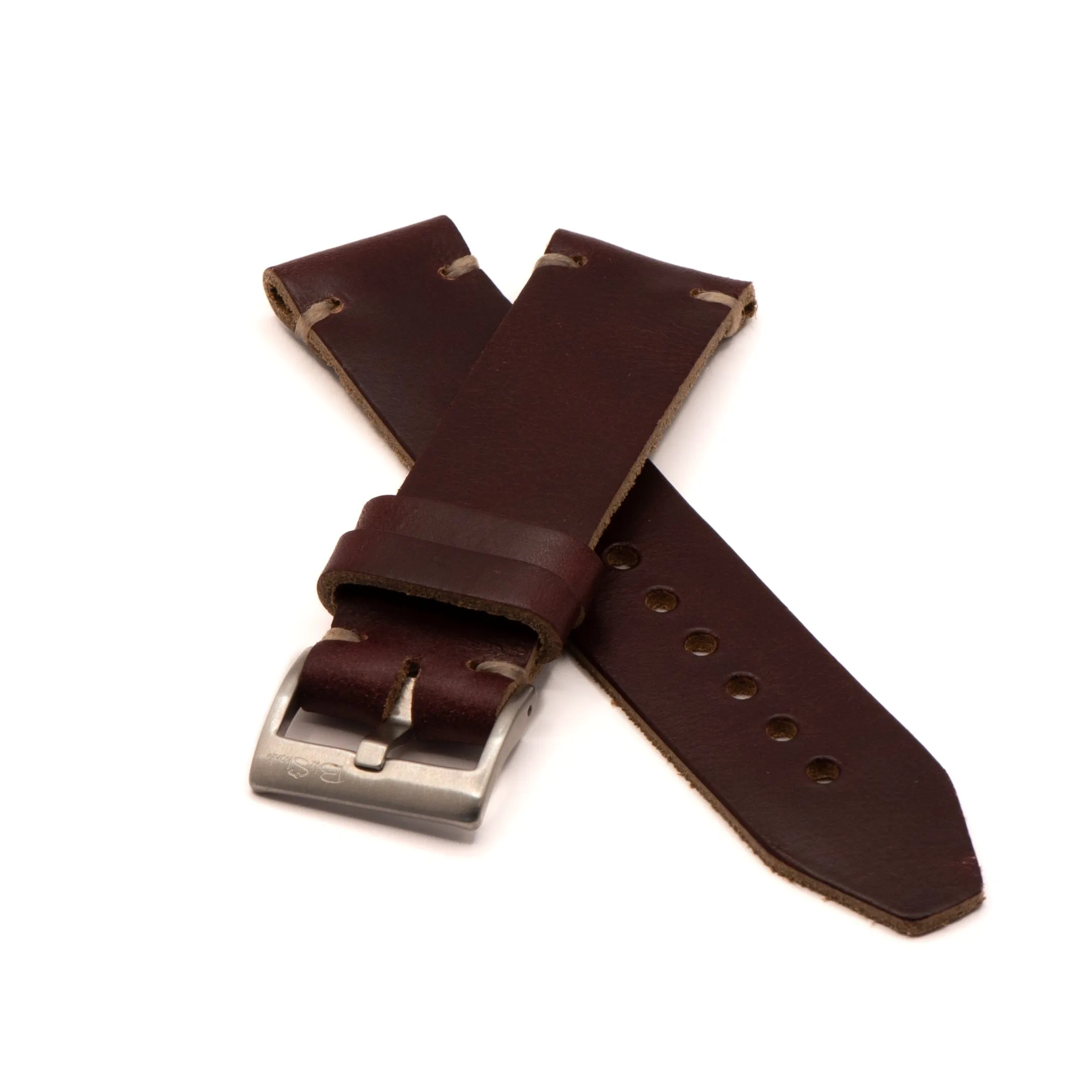 Horween Leather Watch Strap – Handmade in USA – Burgundy (Color 8)