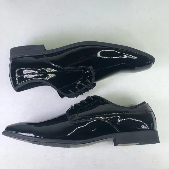 INC International Concepts Curtis Patent Leather Black Derby Shoes