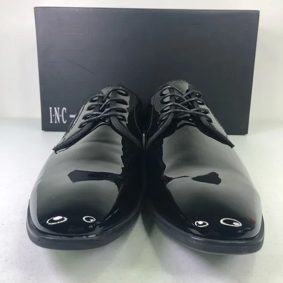 INC International Concepts Curtis Patent Leather Black Derby Shoes