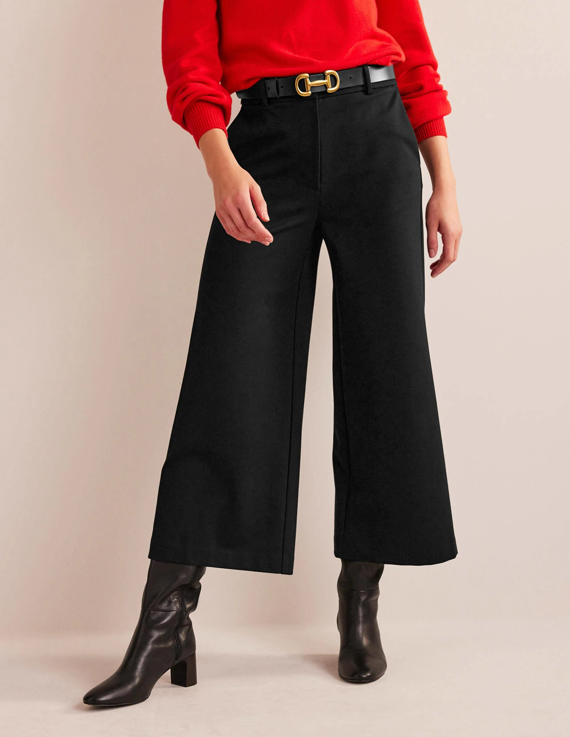 Jersey-Culotte mit weitem Bein-Schwarz