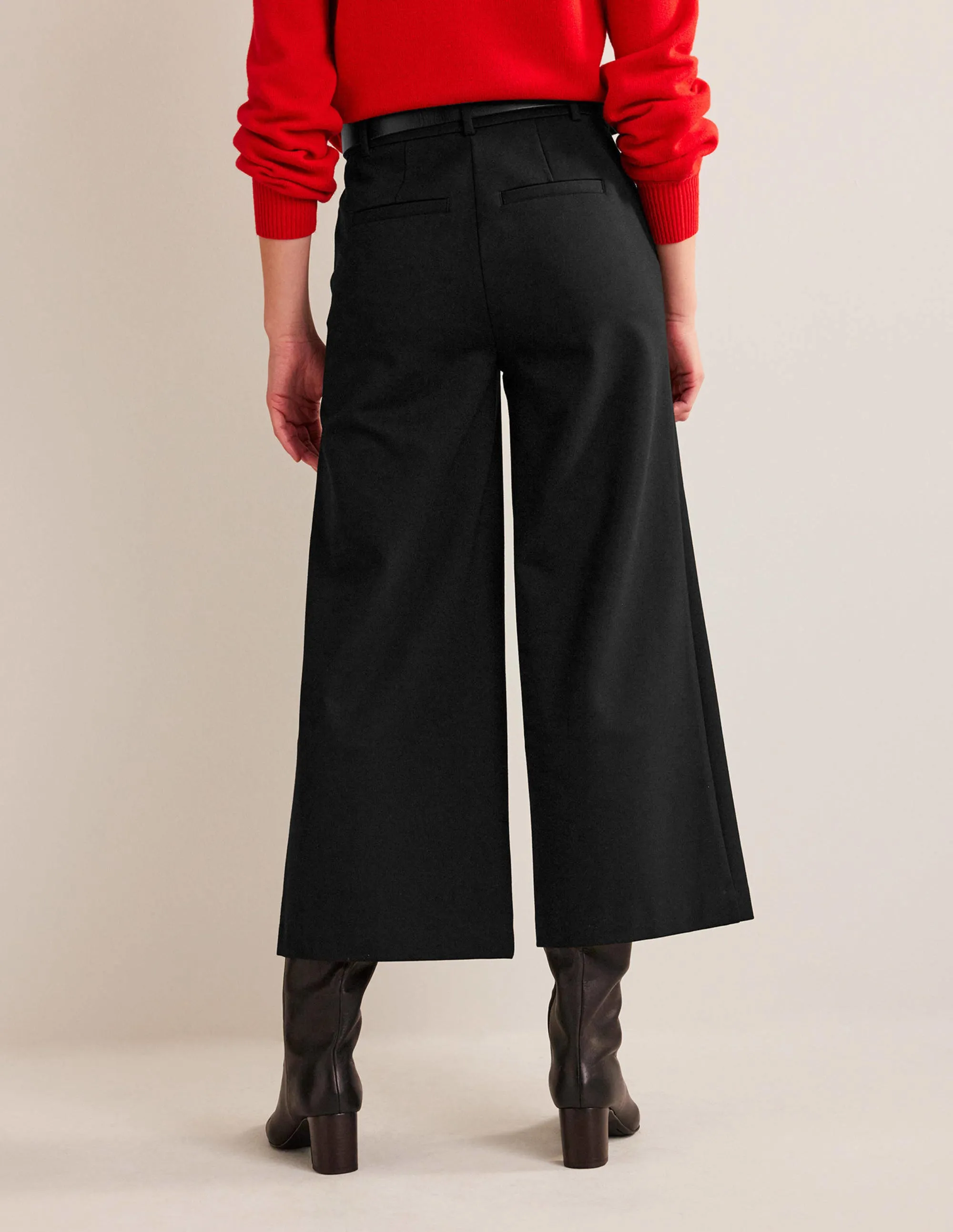 Jersey-Culotte mit weitem Bein-Schwarz