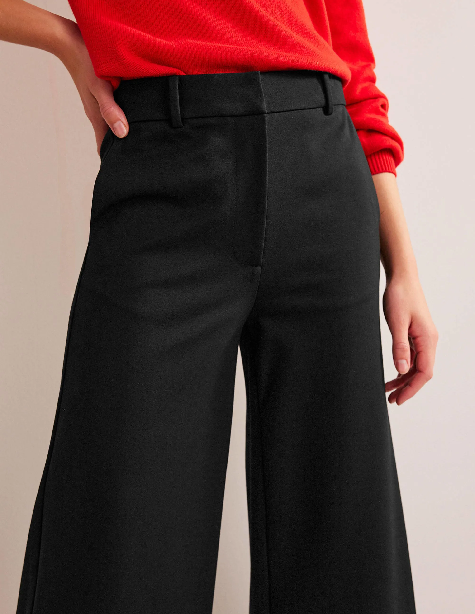 Jersey-Culotte mit weitem Bein-Schwarz