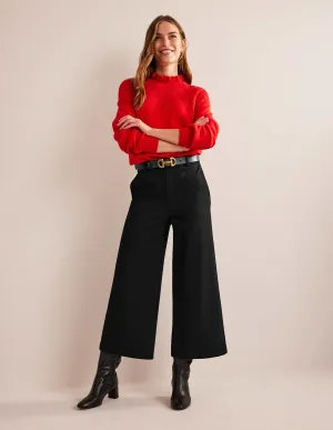 Jersey-Culotte mit weitem Bein-Schwarz