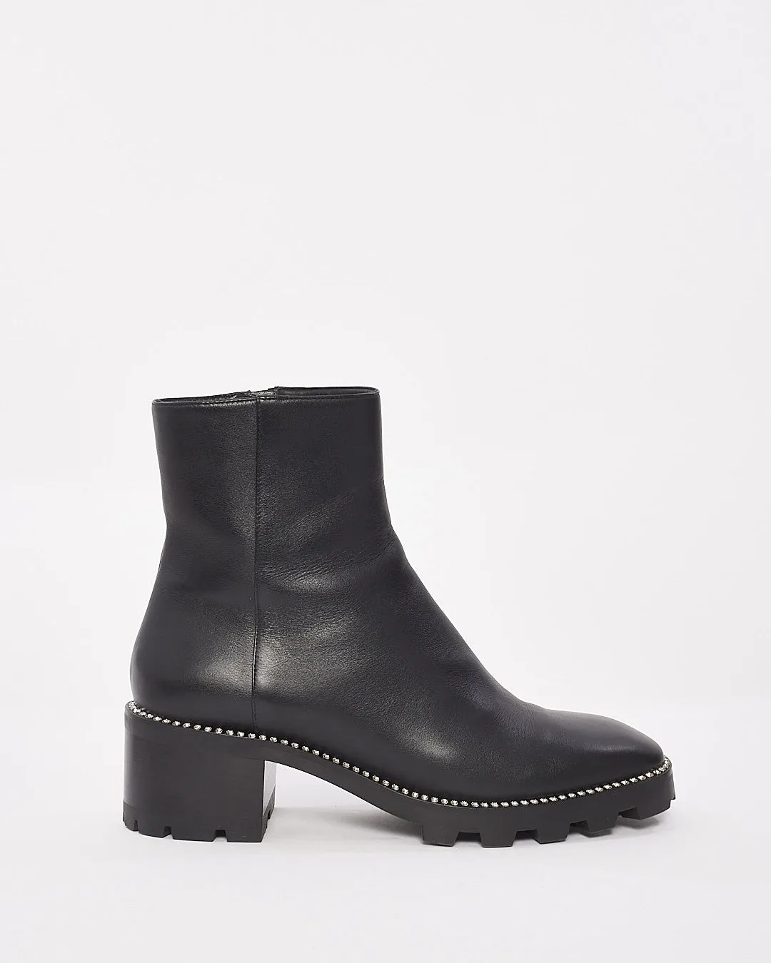 Jimmy Choo Black Leather Rhinestone Trim Boots - 39