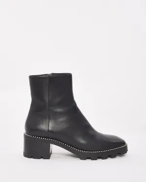 Jimmy Choo Black Leather Rhinestone Trim Boots - 39