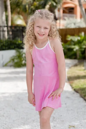 Kid's Reese Pink Terrycloth Halter Dress FINAL SALE