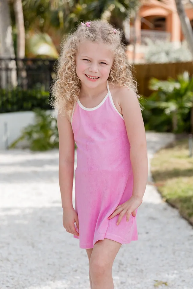 Kid's Reese Pink Terrycloth Halter Dress FINAL SALE
