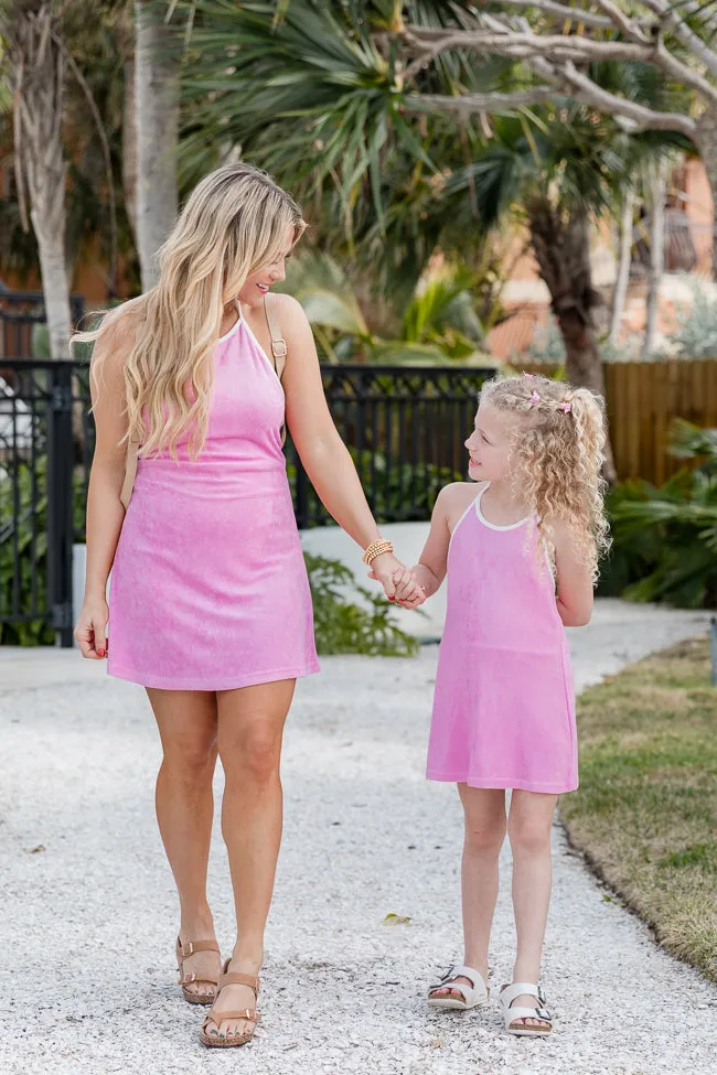 Kid's Reese Pink Terrycloth Halter Dress FINAL SALE